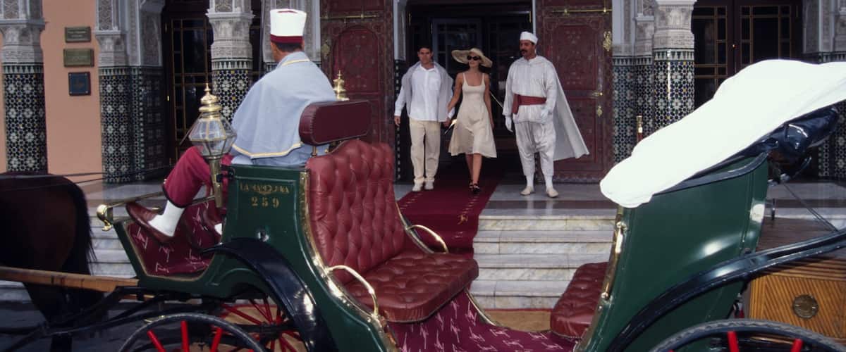 Marrakech showing heritage architecture as well as a couple