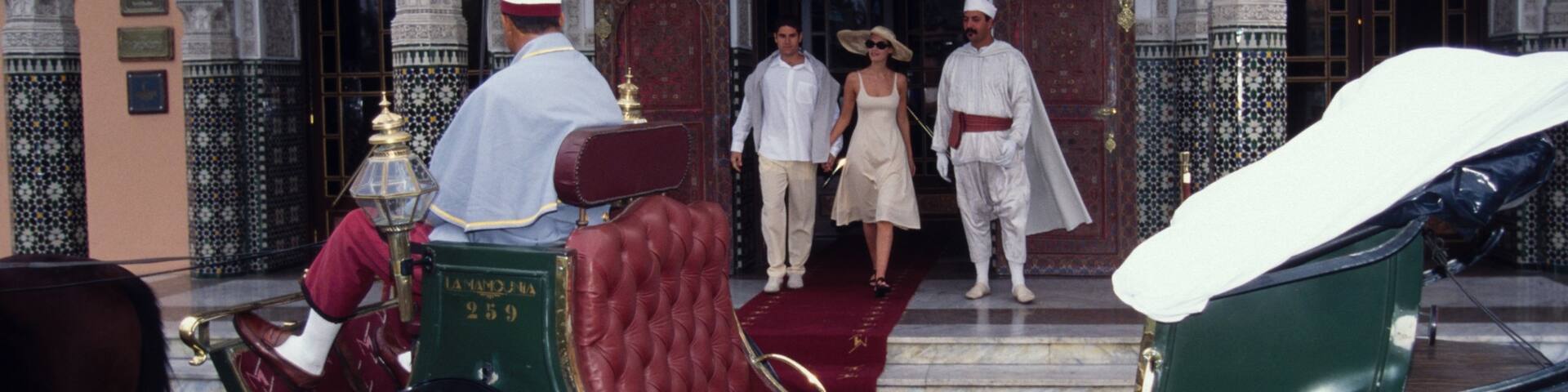 Marrakech showing heritage architecture as well as a couple