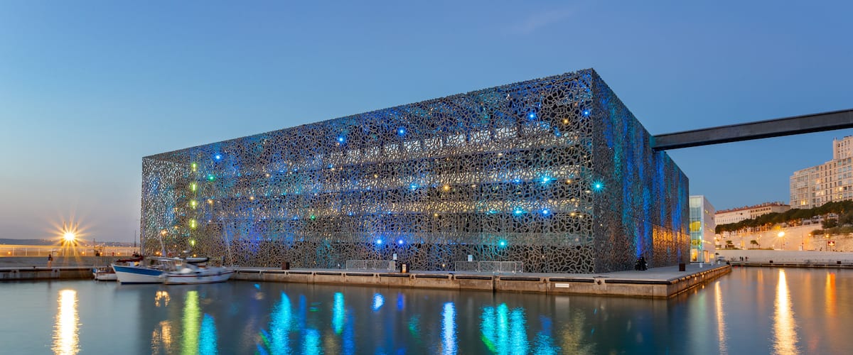 Marseille featuring modern architecture and night scenes