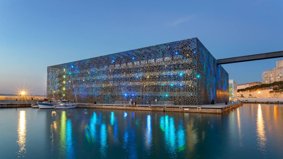 Marseille featuring modern architecture and night scenes