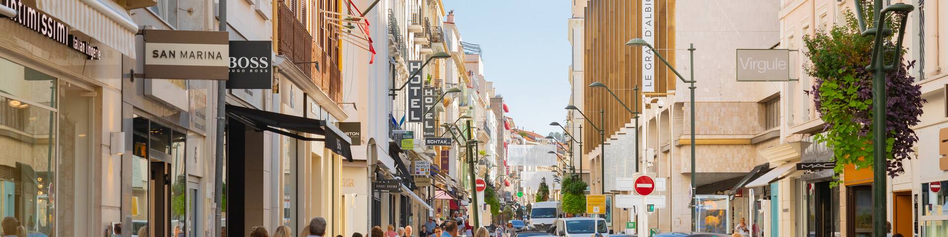 Rue d\'Antibes featuring a city