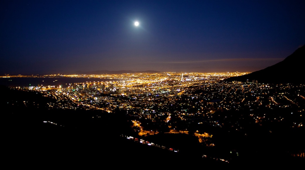 Cape Town which includes a city and night scenes