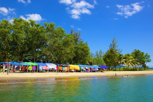 Baie de Mele montrant scĂšnes tropicales et plage de sable