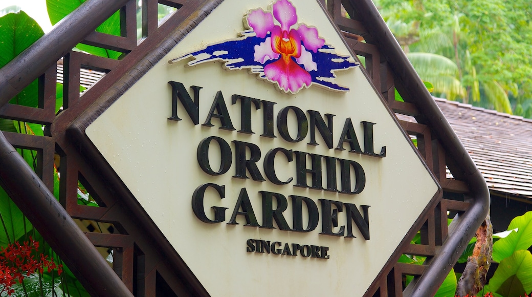 National Orchid Garden welches beinhaltet Garten und Beschilderung