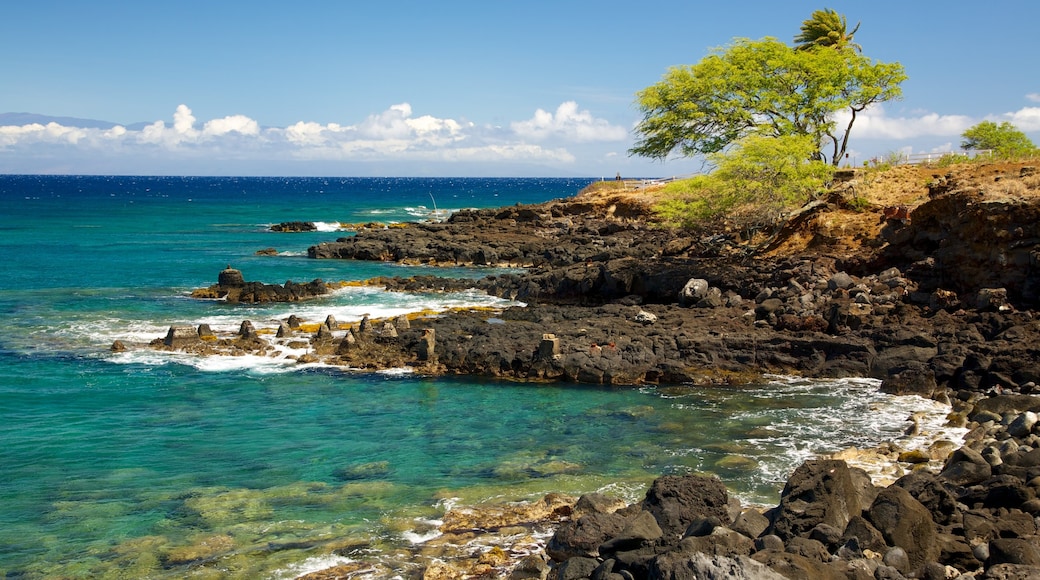 Kohala Coast - Waikoloa mostrando escenas tropicales, vistas de paisajes y costa rocosa