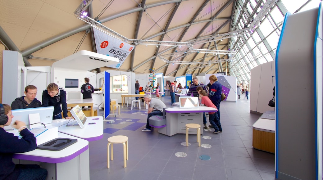 Glasgow Science Centre showing interior views as well as a large group of people