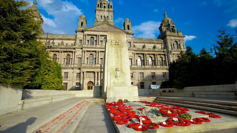 George Square que incluye patrimonio de arquitectura, una ciudad y un parque o plaza
