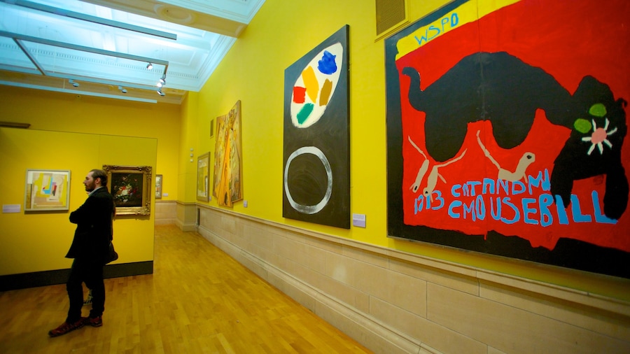 Kelvingrove Art Gallery and Museum che include vista interna e arte cosi come ragazzo