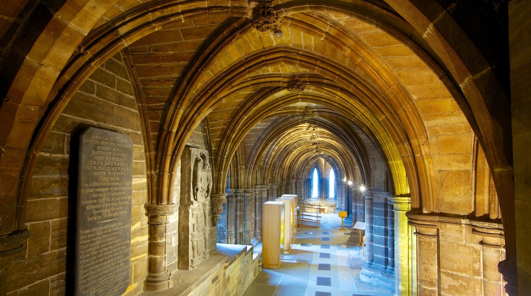 Glasgow Cathedral featuring religious elements, interior views and a church or cathedral