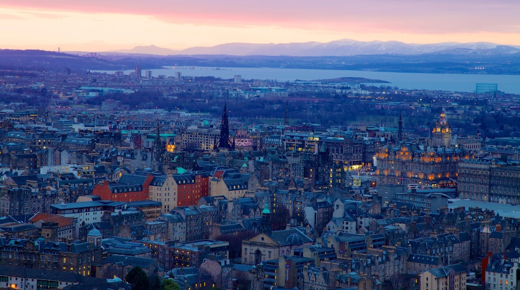 Arthur\'s Seat featuring a city and a sunset