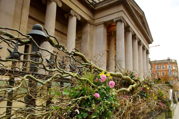 Manchester Art Gallery montrant scĂšnes de rue, fleurs et art