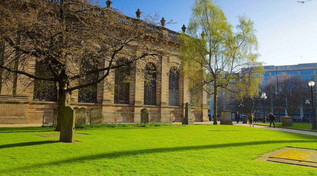 Birmingham Cathedral featuring religious elements, a church or cathedral and a garden