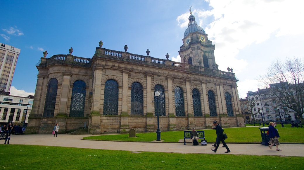 Birmingham Cathedral showing a city, a church or cathedral and religious aspects