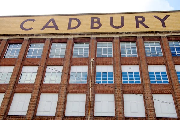 Cadbury World caratteristiche di quartiere finanziario, segnaletica e architettura d\'epoca