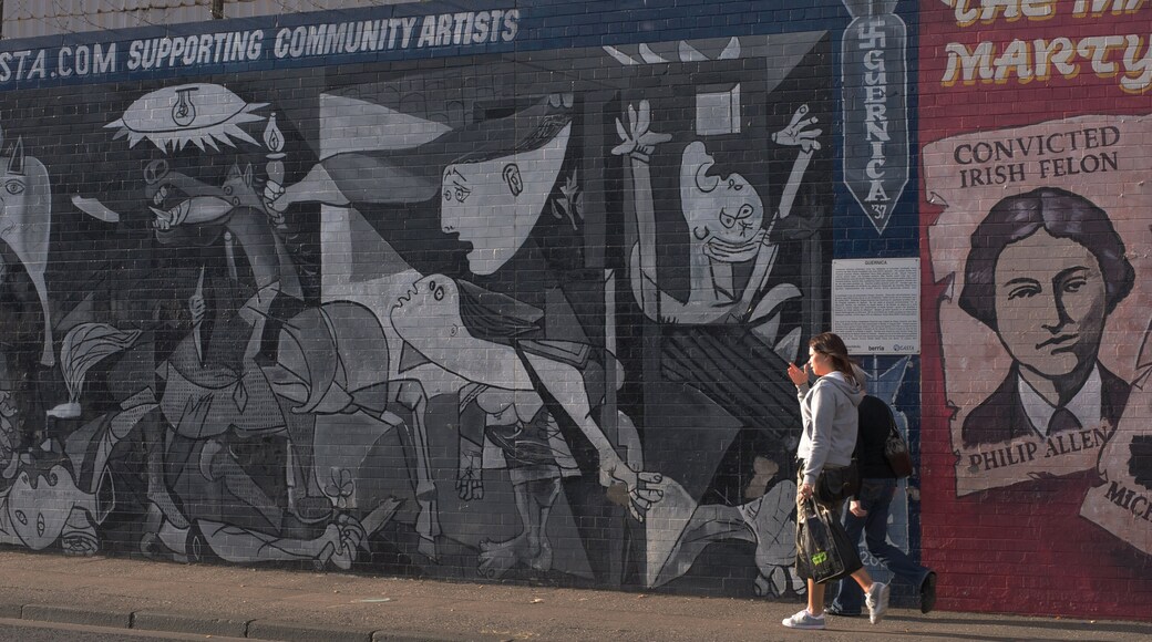 Belfast featuring kyltit, ulkotaide ja katunäkymät