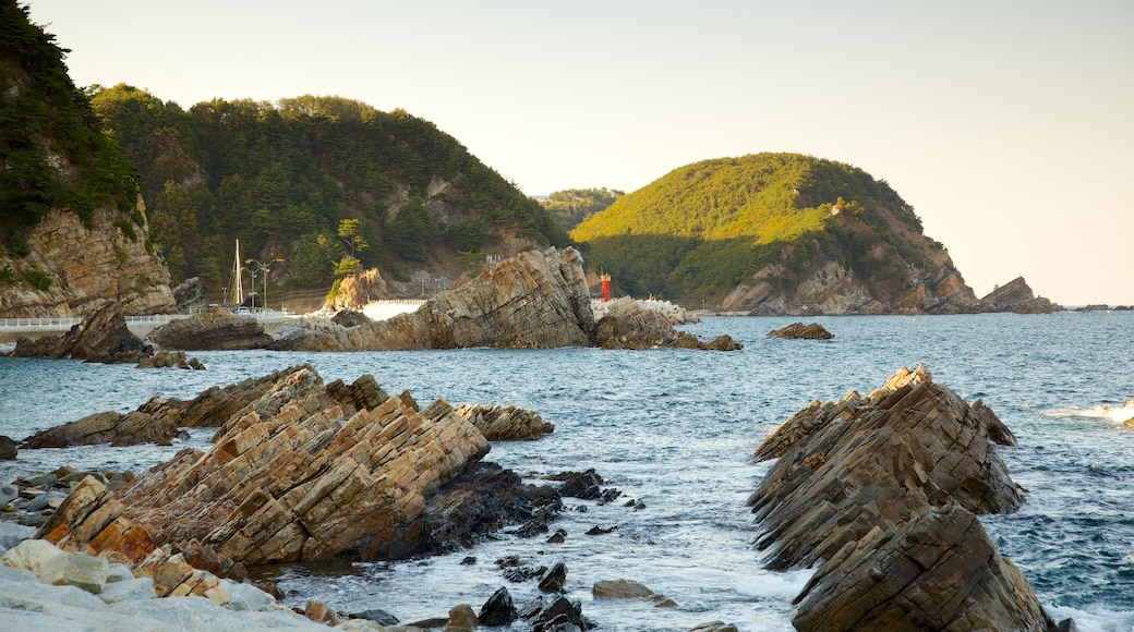 Gangneung showing rocky coastline and landscape views