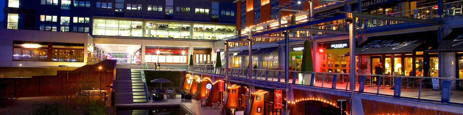 The Mailbox featuring central business district, a city and night scenes