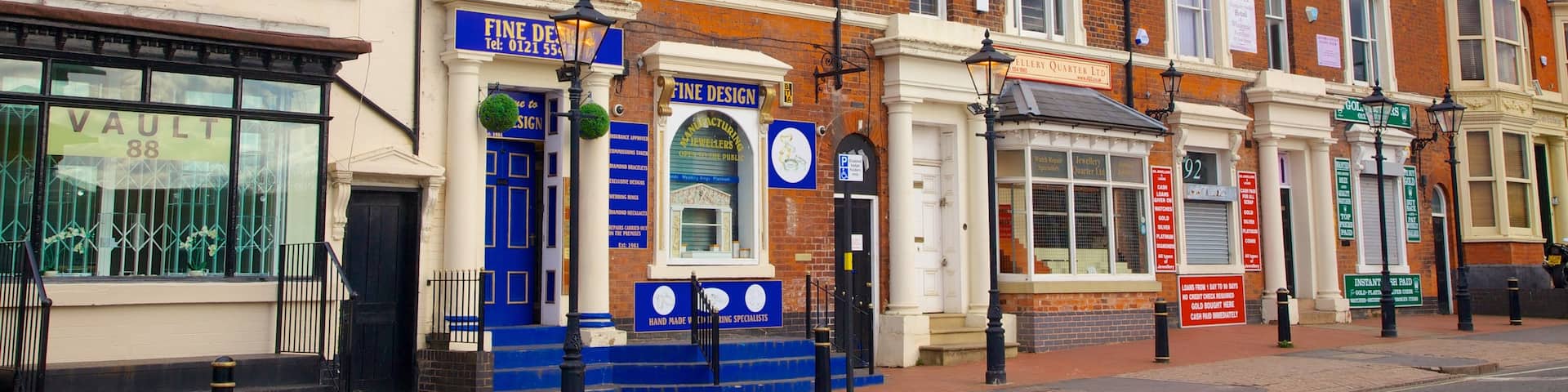 Jewellery Quarter which includes heritage architecture and street scenes