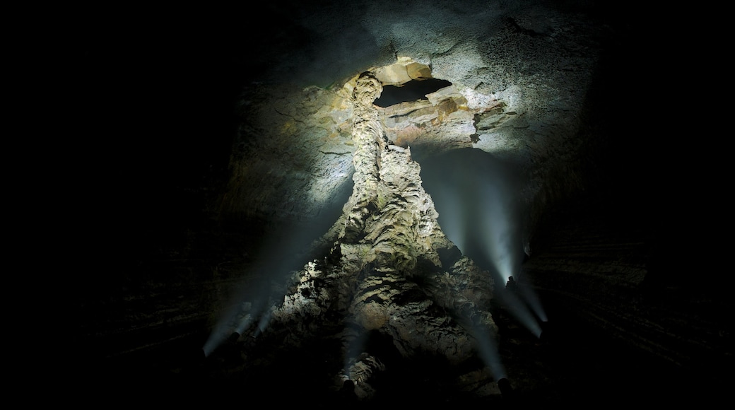 Cueva de tubo de lava de Manjanggul que incluye cuevas, un barranco o cañón y vistas interiores