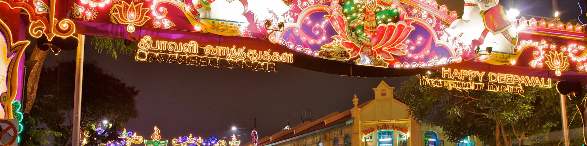 Little India showing night scenes, a city and street scenes