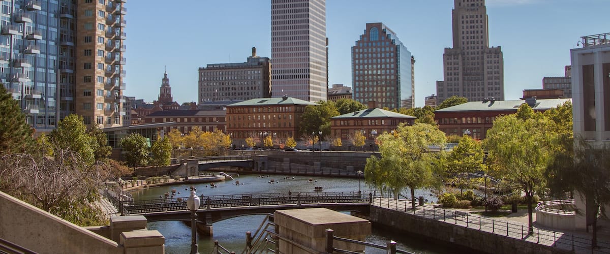 Providence showing a river or creek, a skyscraper and a bridge