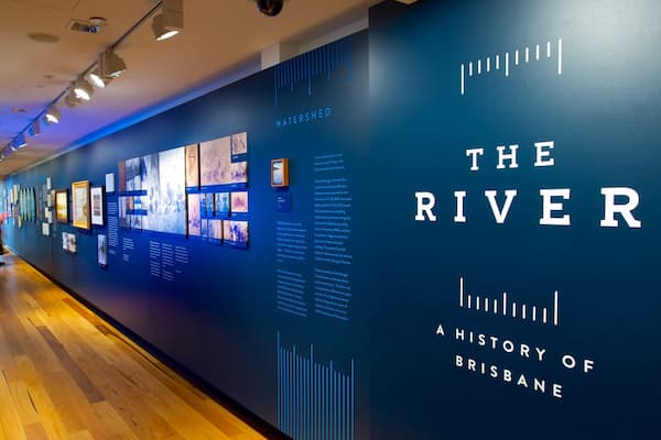 Museum of Brisbane showing interior views and signage