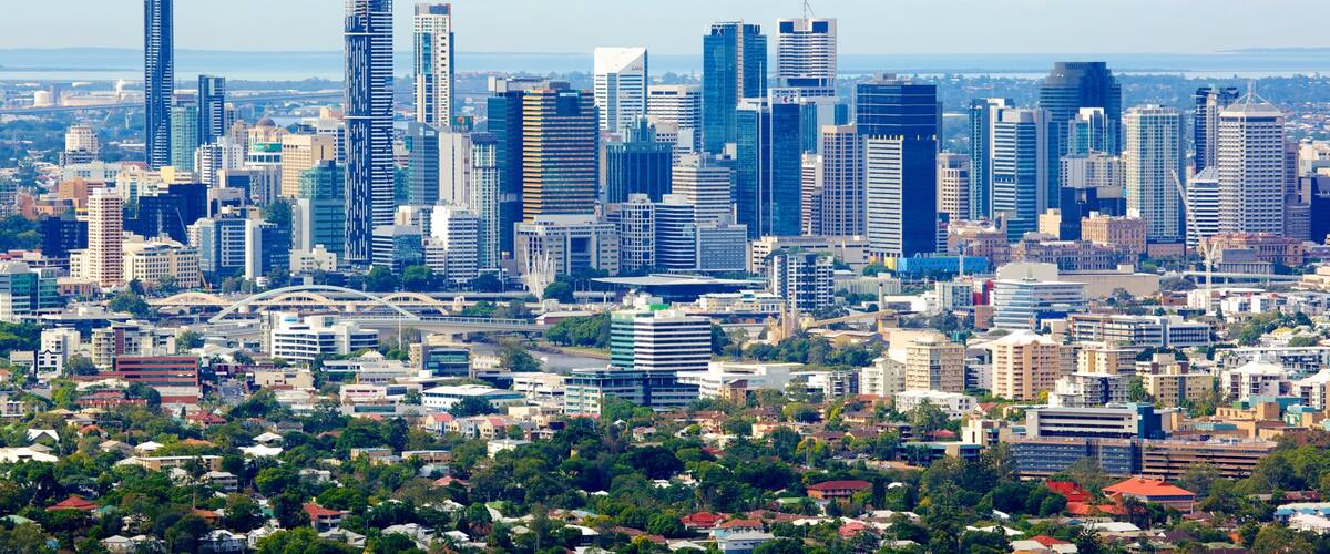 Mt. Coot-Tha which includes skyline, a city and cbd