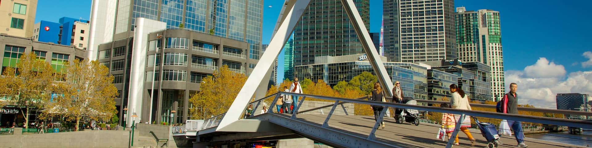 Southbank featuring a bridge, a river or creek and a city