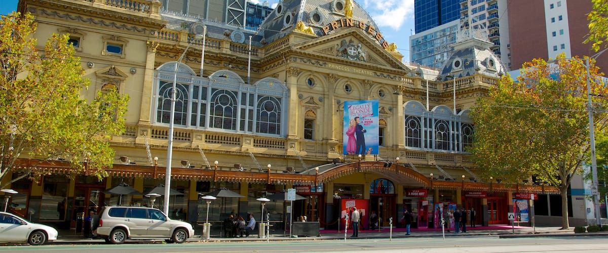Princess Theatre featuring a city, a skyscraper and street scenes