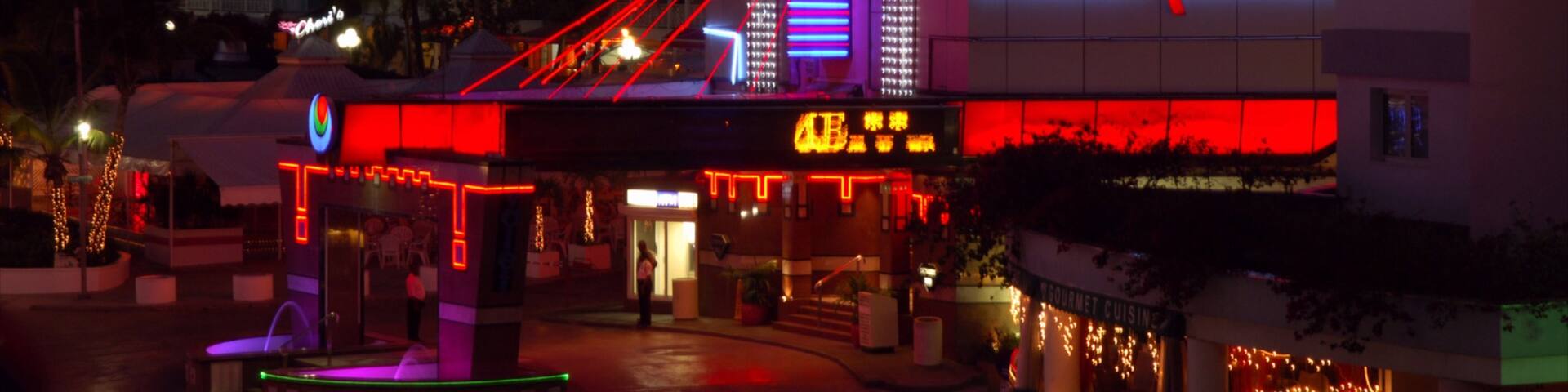 Casino Royale which includes night scenes, a casino and signage