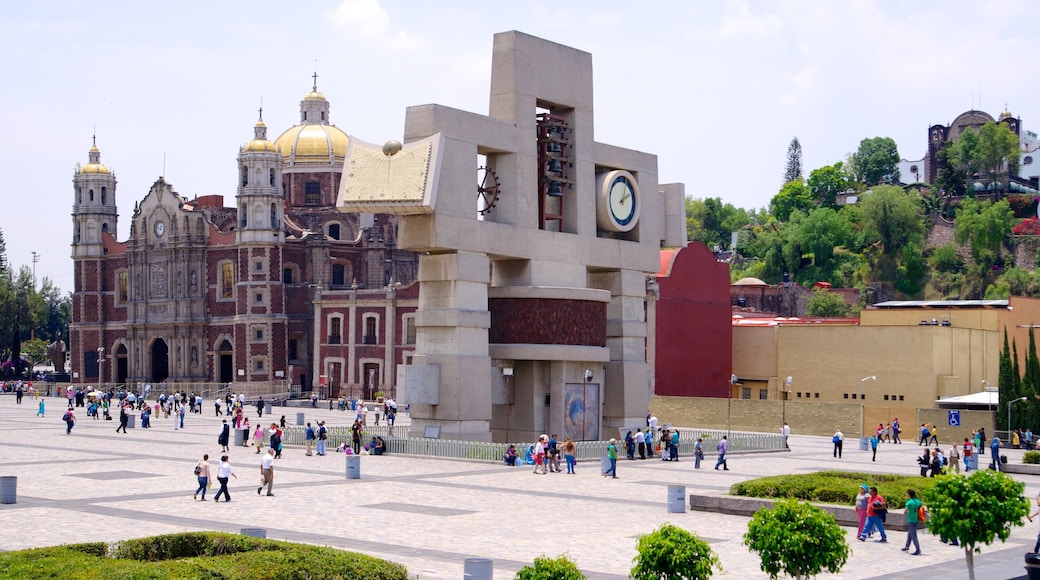 Basílica de Nuestra Señora de Guadalupe ofreciendo patrimonio de arquitectura, un parque o plaza y una iglesia o catedral