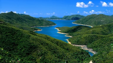 Sai Kung showing tranquil scenes, mountains and general coastal views