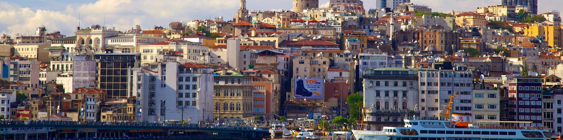 Galata Tower featuring a city, cruising and general coastal views