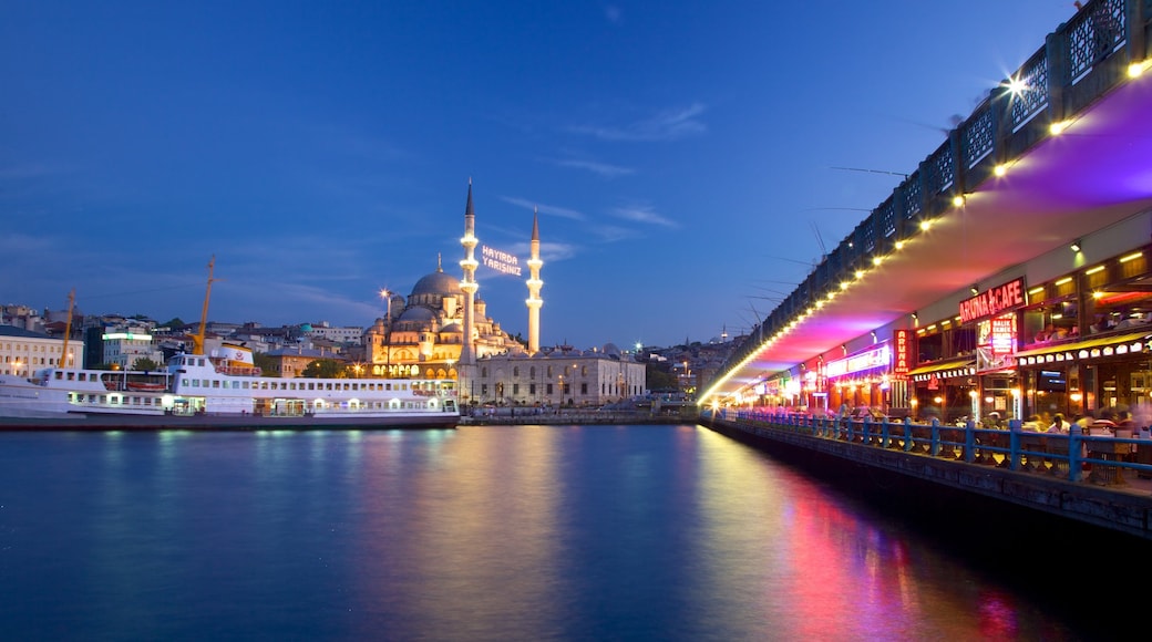 Turkey which includes café scenes, a bridge and night scenes