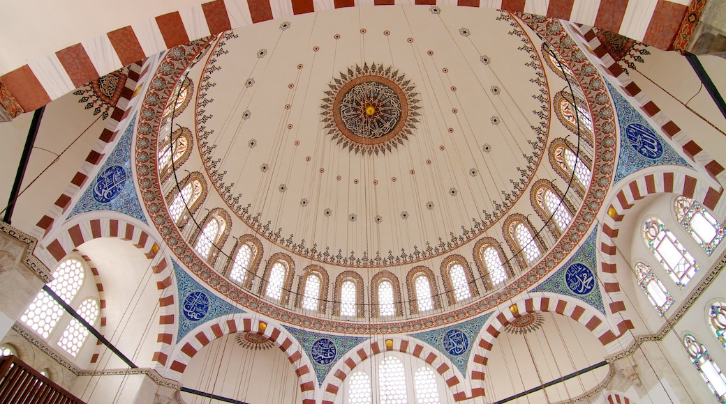 Rustem Pasha Mosque featuring religious elements, interior views and a mosque