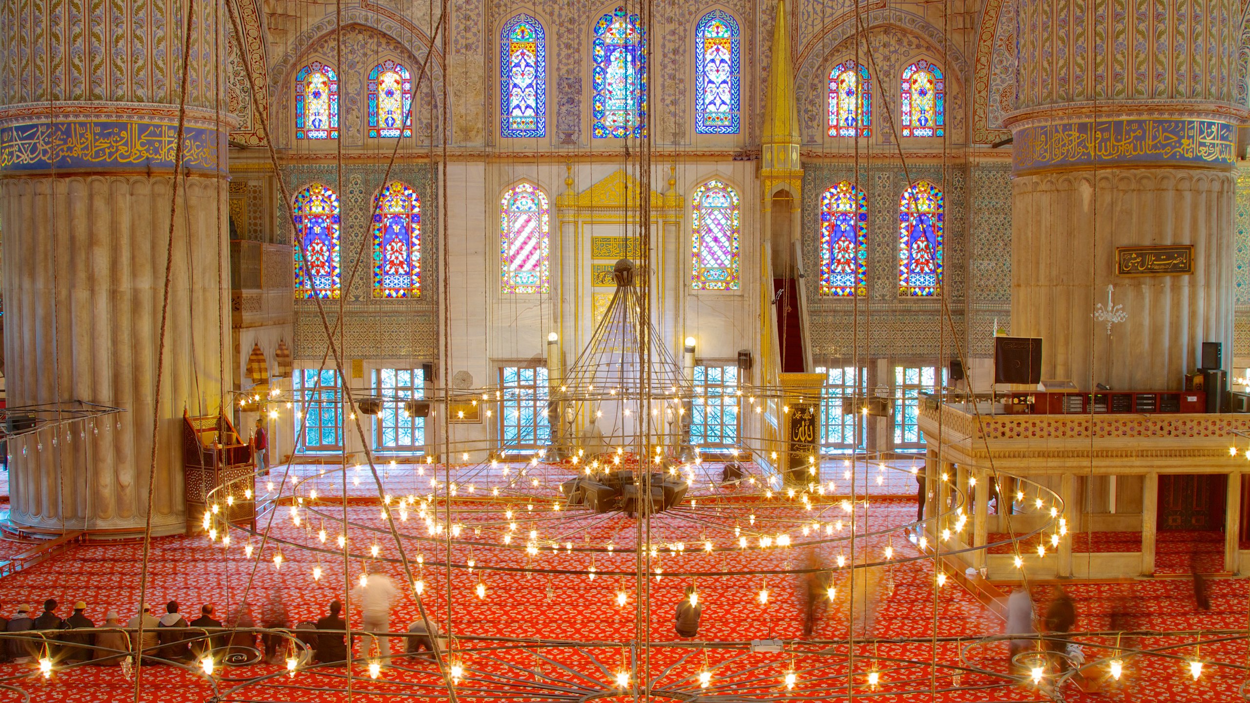 Blue Mosque showing interior views, religious aspects and a mosque