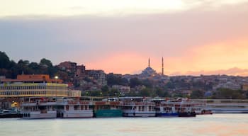 Istanbul which includes a marina, landscape views and general coastal views