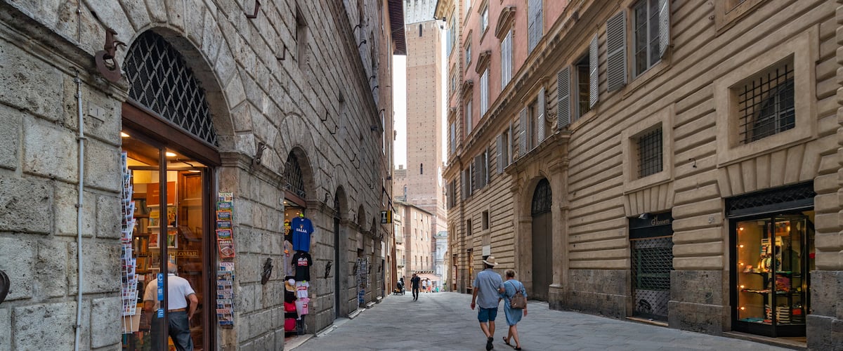 Torre del Mangia showing street scenes as well as a couple