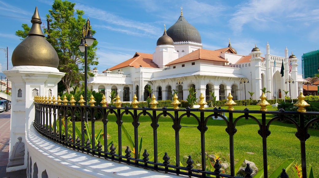 Kapitan Keling Mosque which includes religious aspects, heritage architecture and a mosque