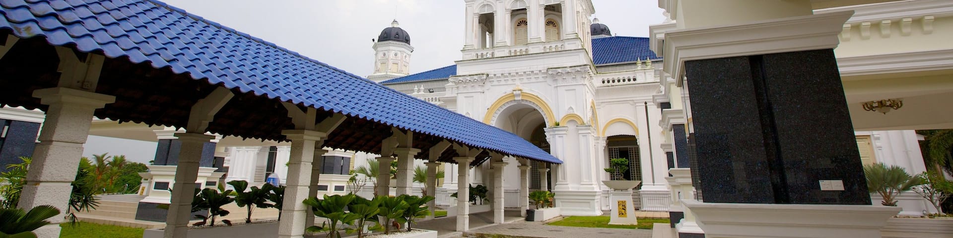 Johor Bahru featuring a mosque and heritage architecture
