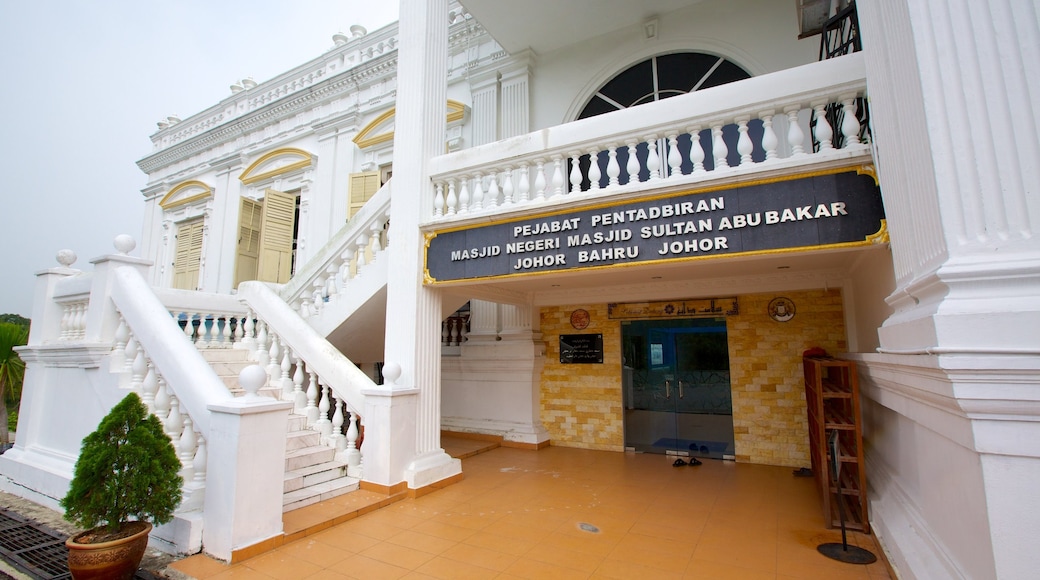 Johor Bahru featuring a mosque, signage and religious aspects