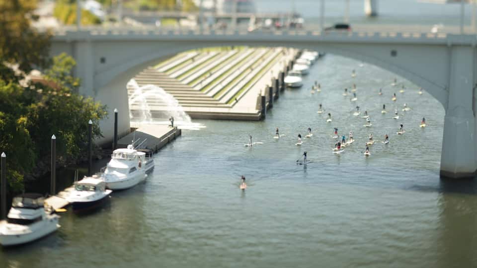 Chattanooga que incluye deportes acuáticos, una ciudad y un río o arroyo