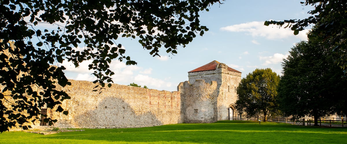 Portchester Castle which includes a garden and heritage elements