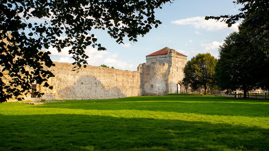Portchester Castle which includes a garden and heritage elements