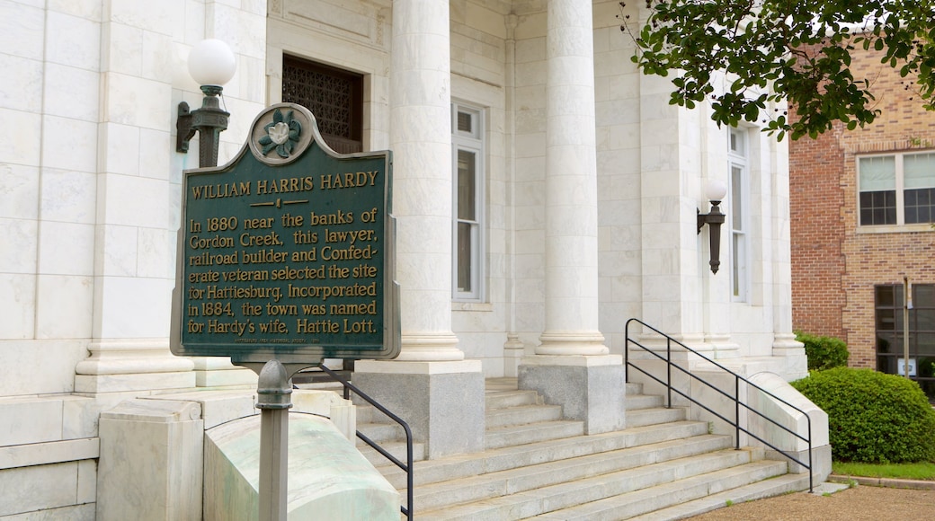 Mississippi Gulf Coast showing an administrative buidling, heritage elements and signage