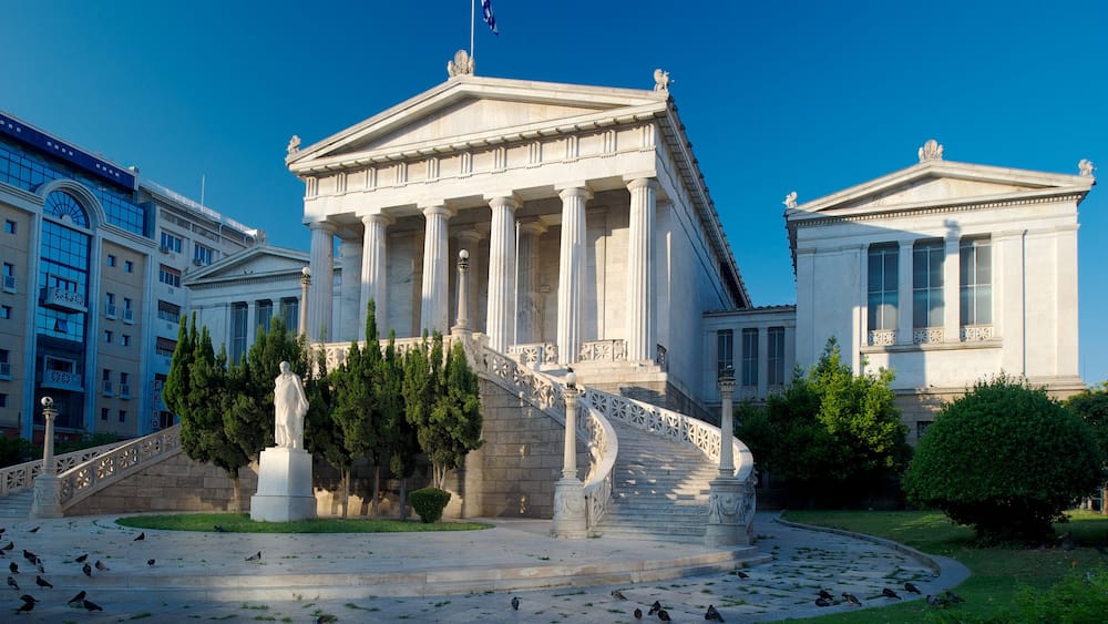 National Library of Greece which includes street scenes, an administrative building and heritage architecture