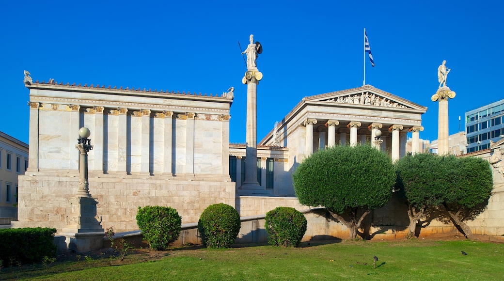 Académie d\'Athènes mettant en vedette patrimoine architectural, patrimoine historique et bâtiment public