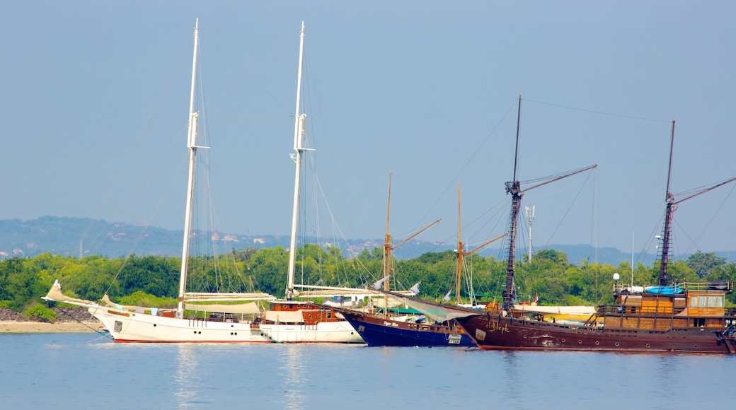 Sanur Beach which includes general coastal views, boating and sailing