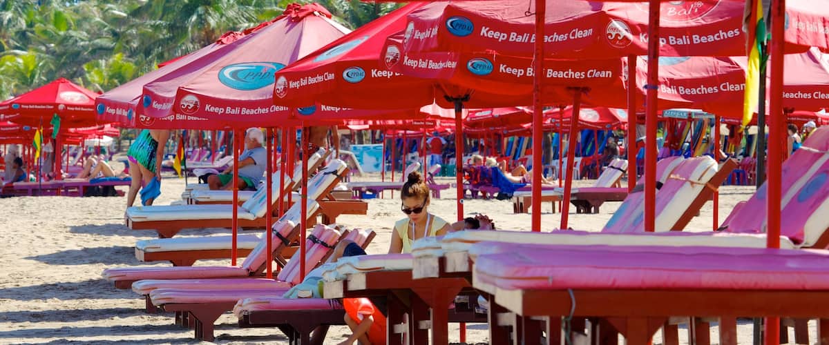 Kuta Beach which includes a luxury hotel or resort and a beach