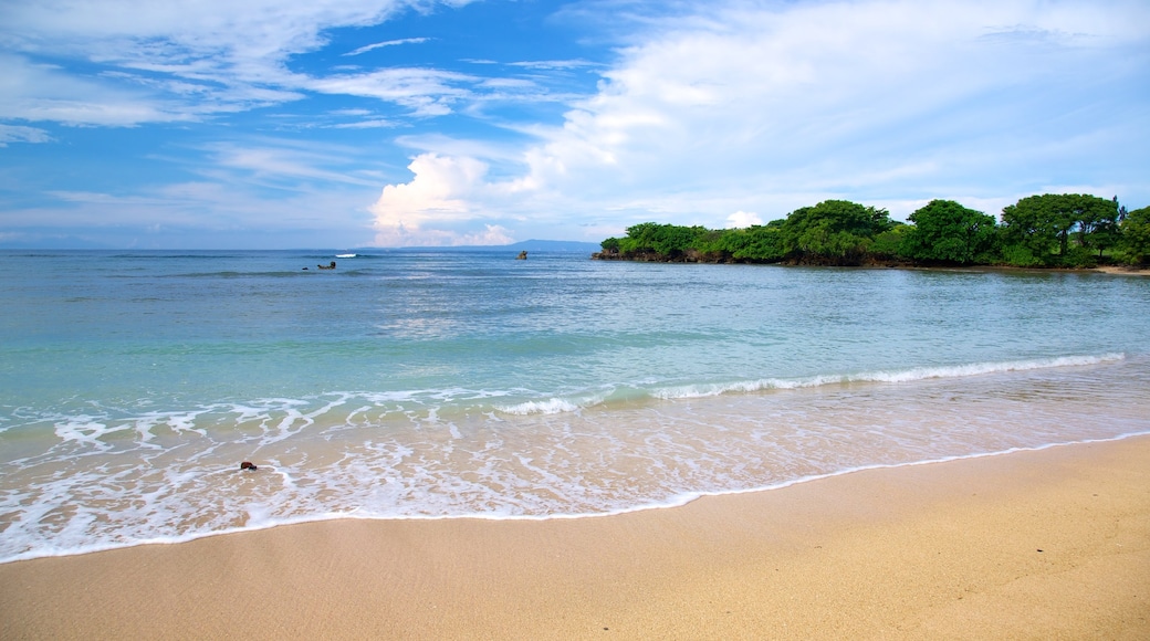 Nusa Dua Beach which includes tropical scenes and a sandy beach